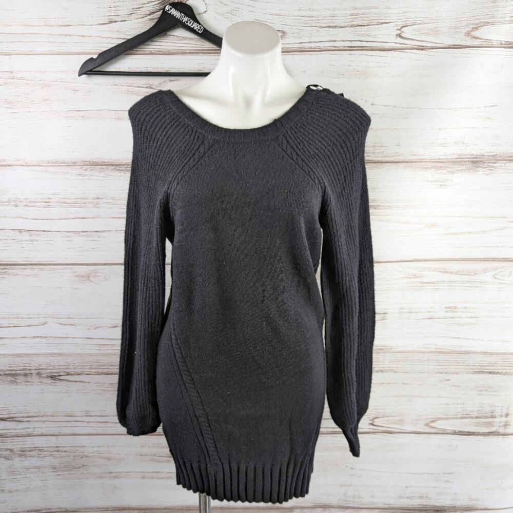 Only Long Sleeve V Neck Black Sweater Dress sz Small New